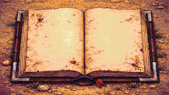 Grudgekeeper Book of Grudges open - pixel art RPG quest log