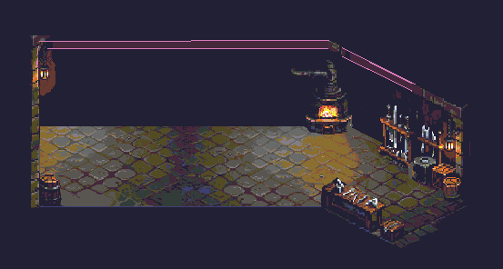 Grudgekeeper pixel art dwarf bedroom scene
